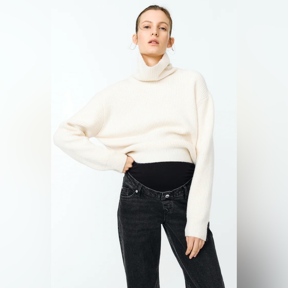 H&M Cream Cowl Neck Sweater with Oversized Fit